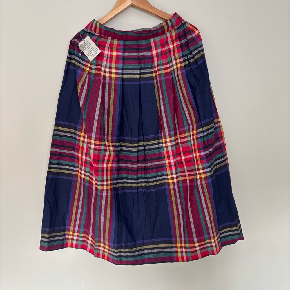 Vintage Carroll Reed of New England Multicolor Plaid Pleated Midi Skirt-10-NWT - Picture 2 of 8